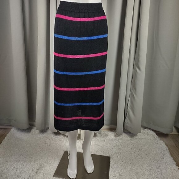 Regatta Sport Dresses & Skirts - Regatta Sport Women's Wool Blend Multi Color Striped Stretchy Midi Skirt Size L